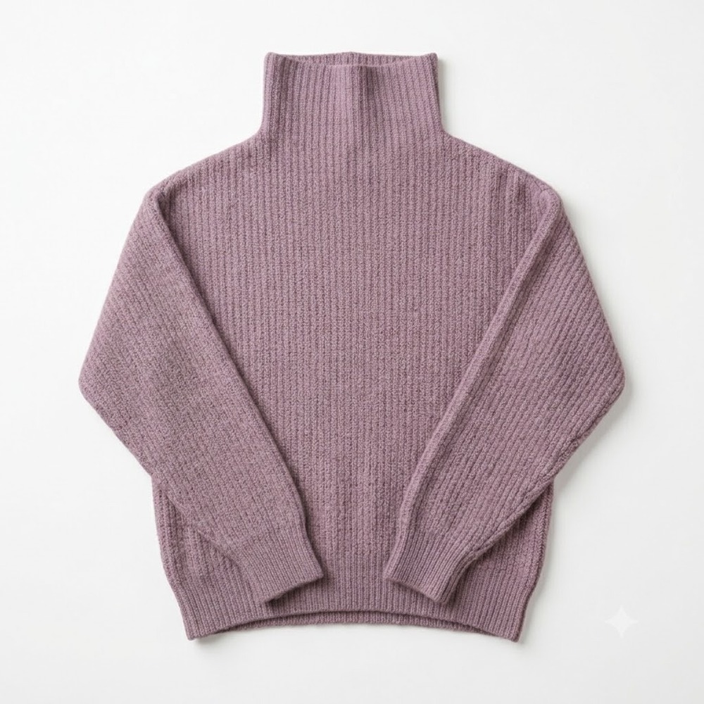 Aritzia Wilfred Mauve Ribbed Turtleneck Sweater Women's M Cozy Knit Pullover